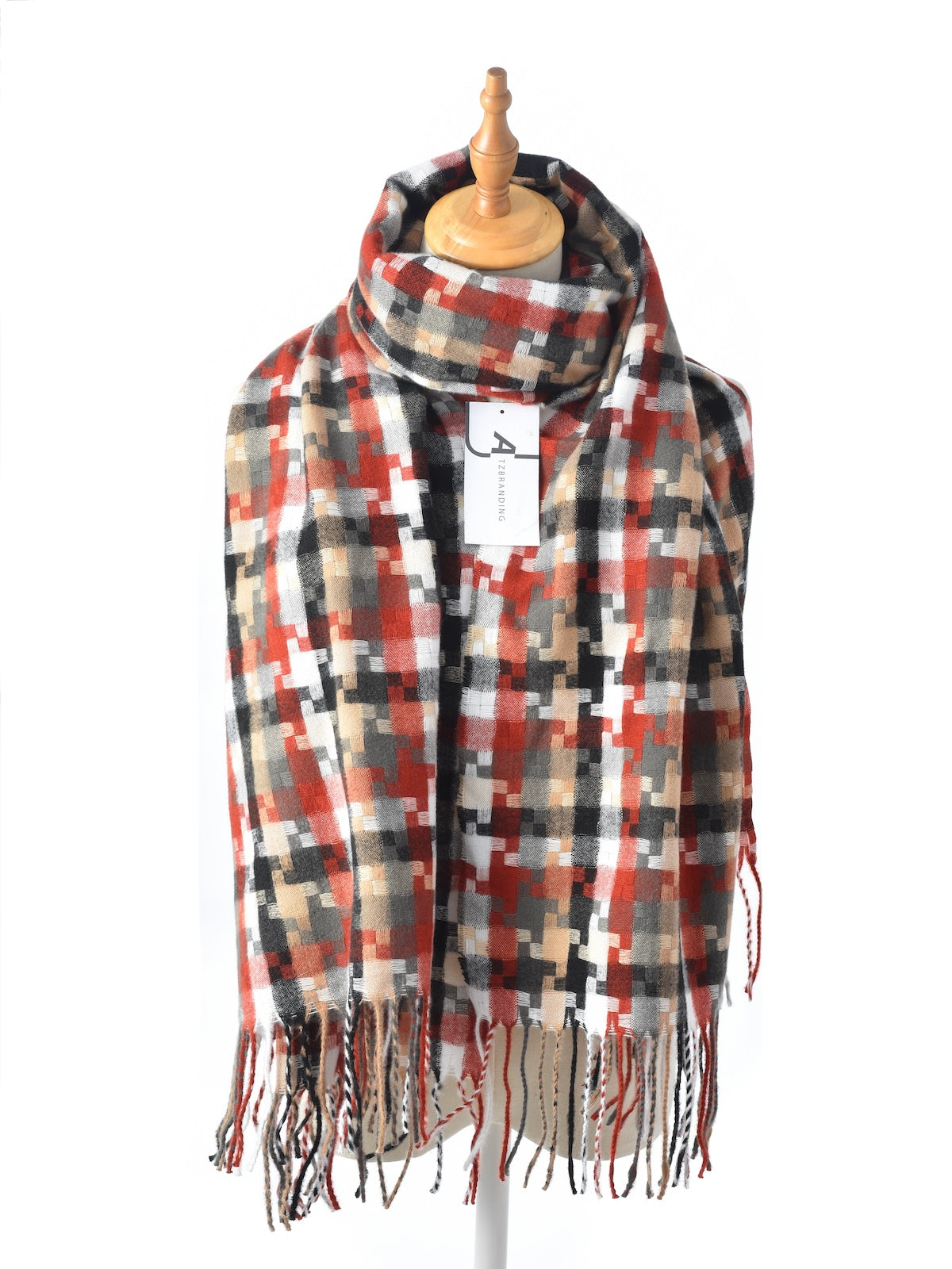 Scarvii – Pixel Plaid Fringe Scarf