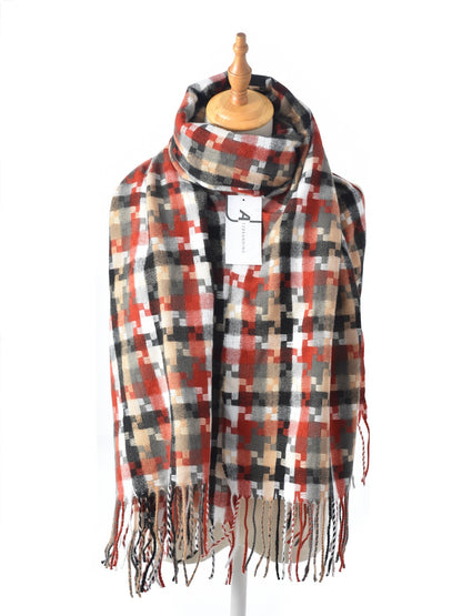 Scarvii – Pixel Plaid Fringe Scarf