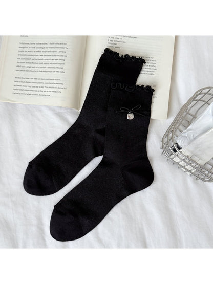 Rufia - Muted Bow Ruffle Crew Socks