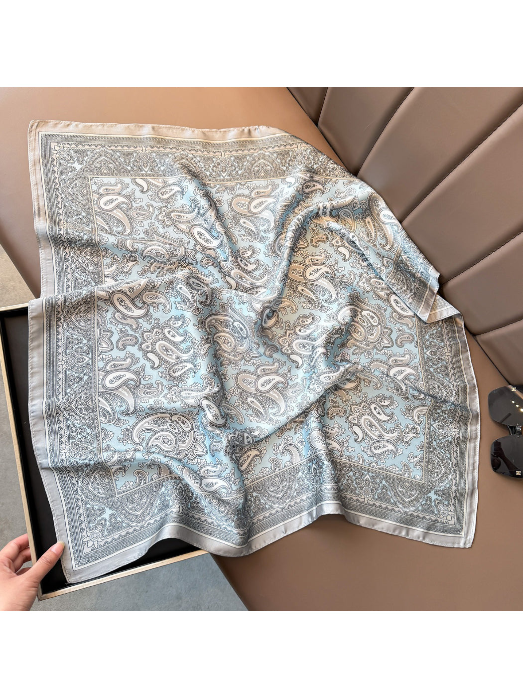 Scarvii Decorative Border Paisley Square Scarf