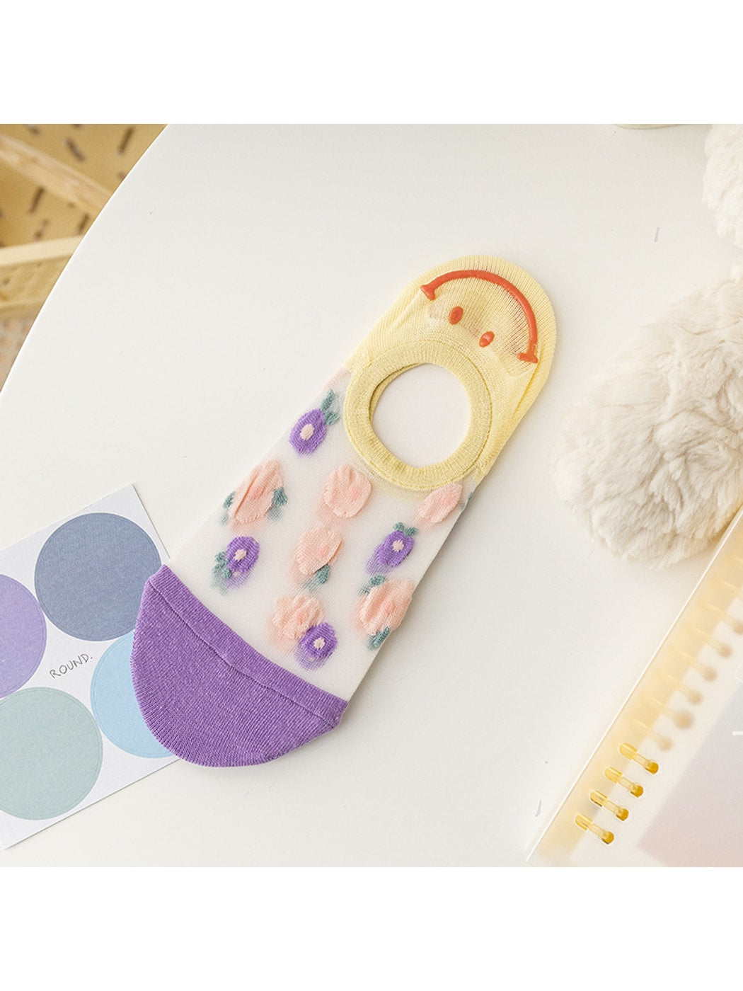 Rufia - Smiley Face Candy-colored No-Show Socks