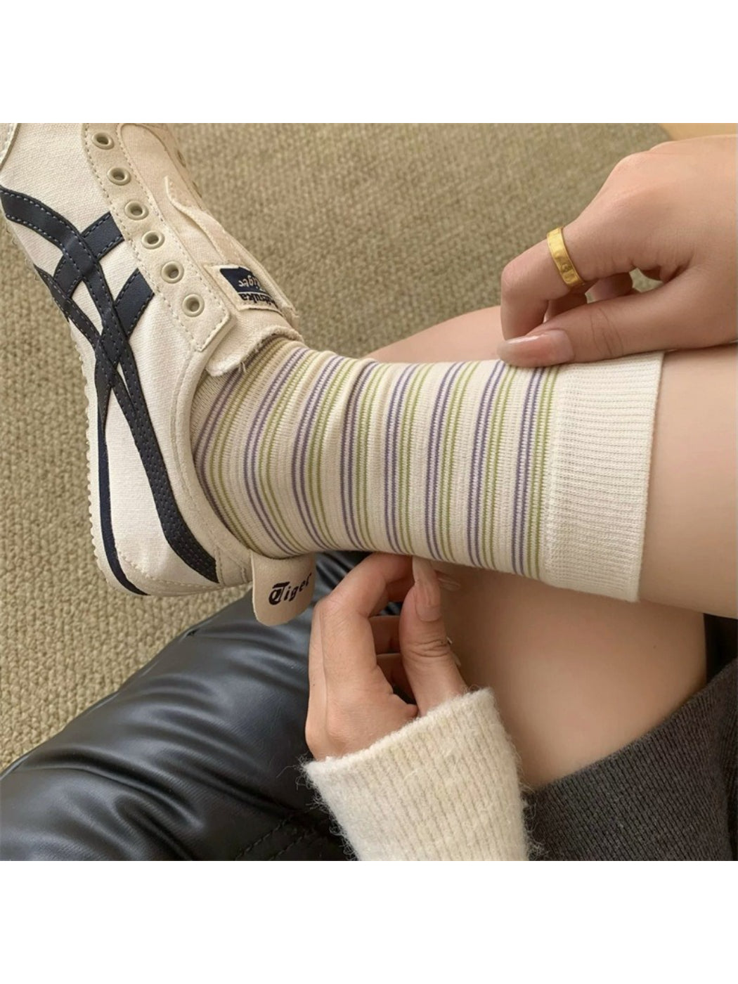 Rufia - Classic Multi Stripe Mid Calf Socks