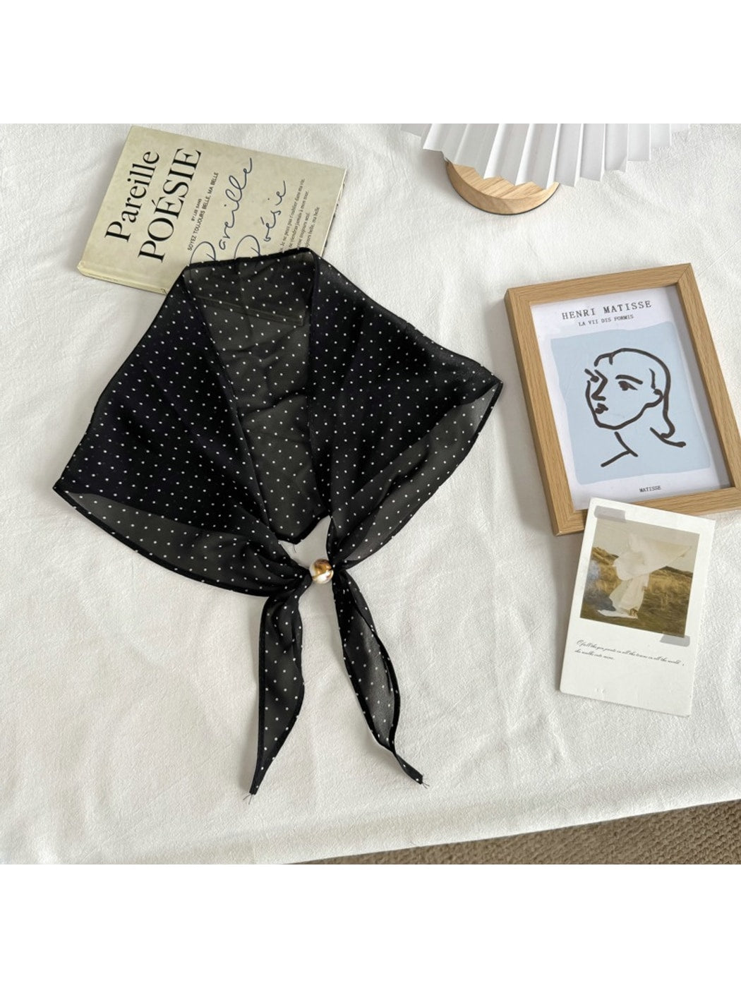 Scarvii - Simple Style Floral and Polka Dot Triangle Scarf