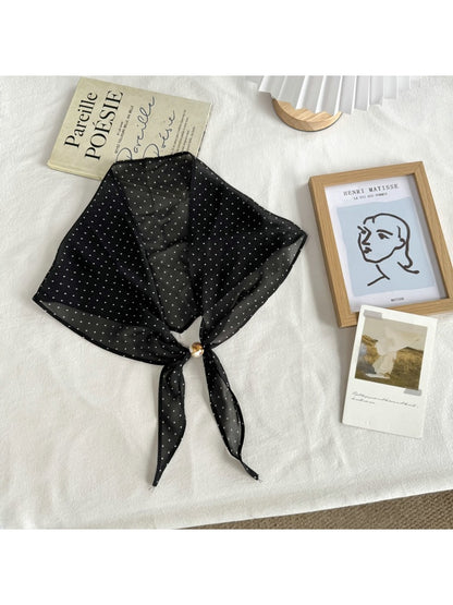 Scarvii - Simple Style Floral and Polka Dot Triangle Scarf