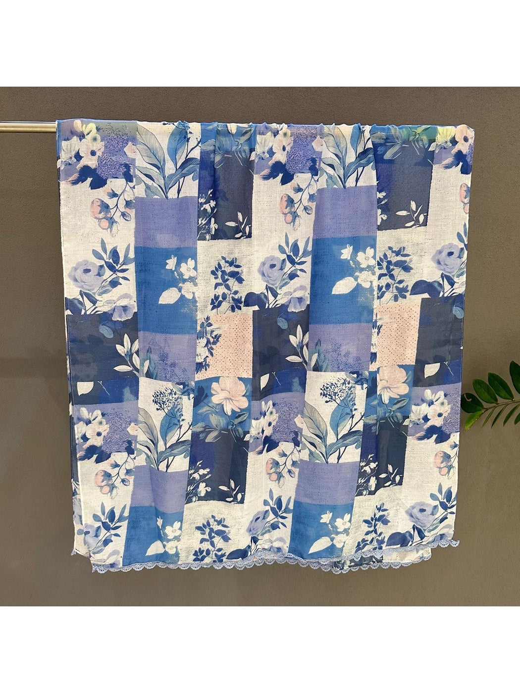 Scarvii - Blue Rose Lace Edge Summer Wrap Scarf