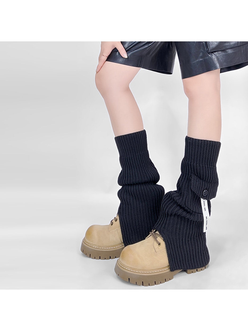 Cozyra - Slit Hem Solid Knit Women's Leg Warmers