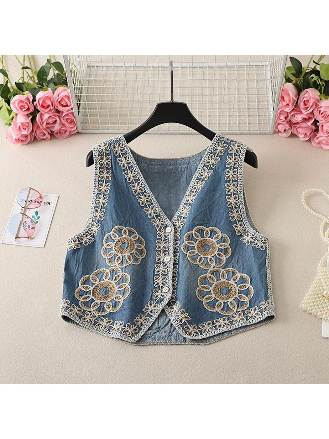 Crosa - Mixed Patterns Embroidered Vest