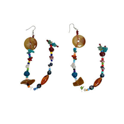 Earwish - Boho Beaded Statement Extra Long Earrings -Colorful