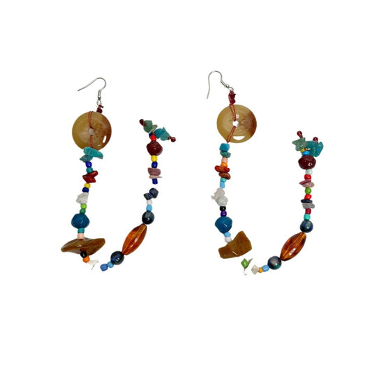 Earwish - Boho Beaded Statement Extra Long Earrings -Colorful