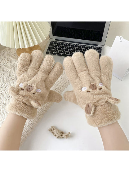 Gloving - Cute Bear Foldover Plush Winter Gloves