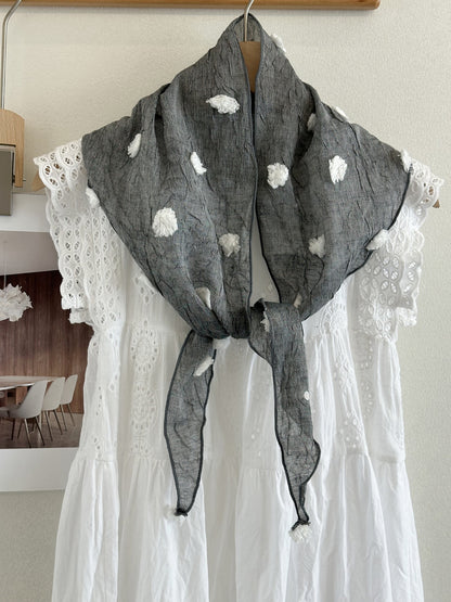 Scarvii - Pom Pom Sheer Triangle Scarf