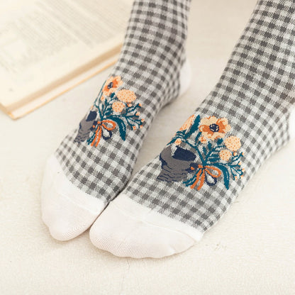 Rufia - Women's Vintage Mid-Calf Quarter Socks - Classsic & Delicate