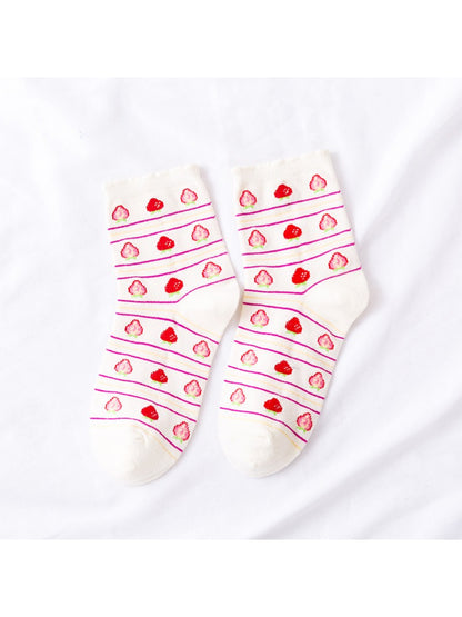 Rufia - Sweet Strawberry Stripe Ankle Socks