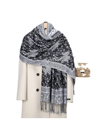 Scarvii - Paisley Floral-Vine Fringe Scarf
