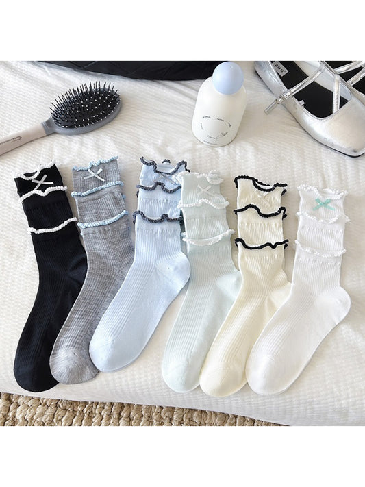 Rufia - Ribbon Ruffle Layer Crew Socks