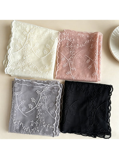 Scarvii - Scalloped Edge Embroidered Long Scarf