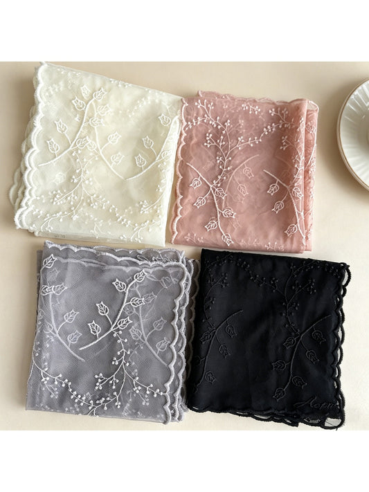 Scarvii - Scalloped Edge Embroidered Long Scarf