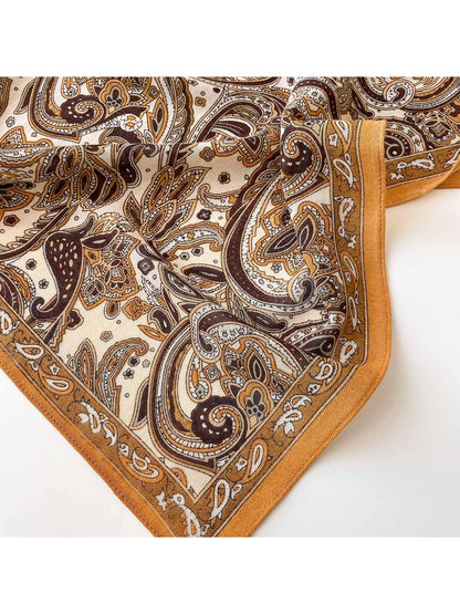 Scarvii - Yellow Tone Paisley Border Square Scarf