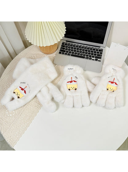Gloving - Cute Plush Cake Motif Women's Warm Gloves