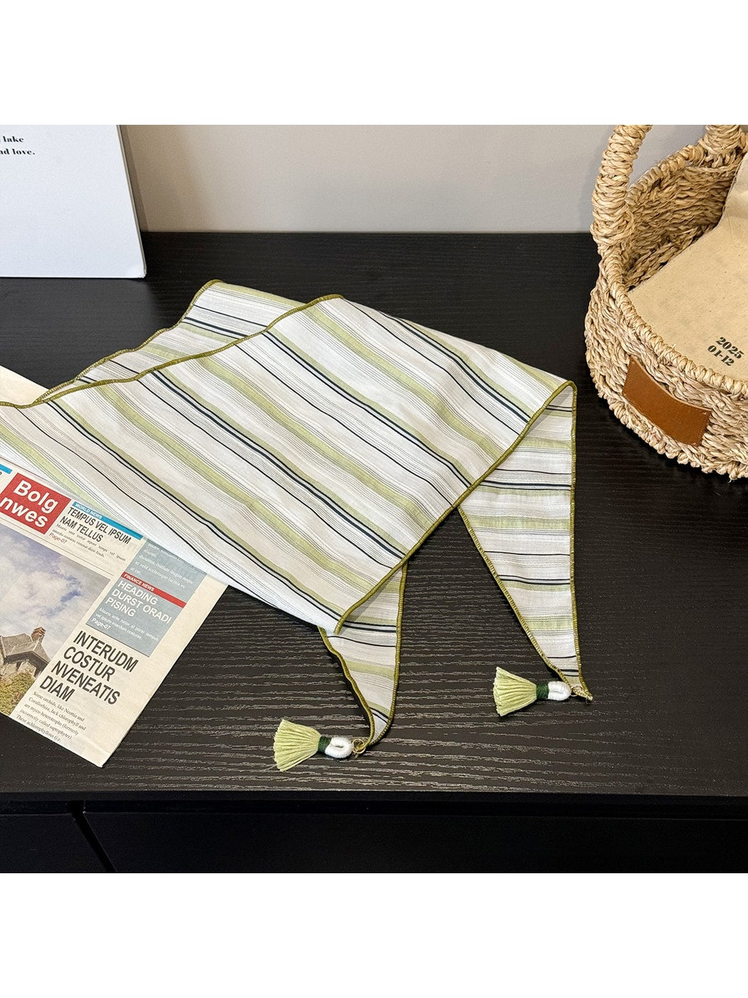 Scarvii - Fresh Striped Tassel Triangle Bandana