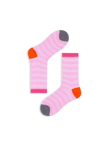 Rufia - Sheer Shell Mesh Colorblock Ankle Socks