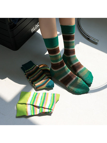 Rufia - Retro Green Stripe Crew Socks product image 1