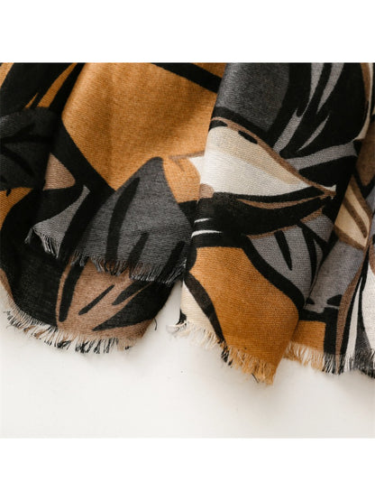 Scarvii - Modern Leaf Motif Printed Scarf