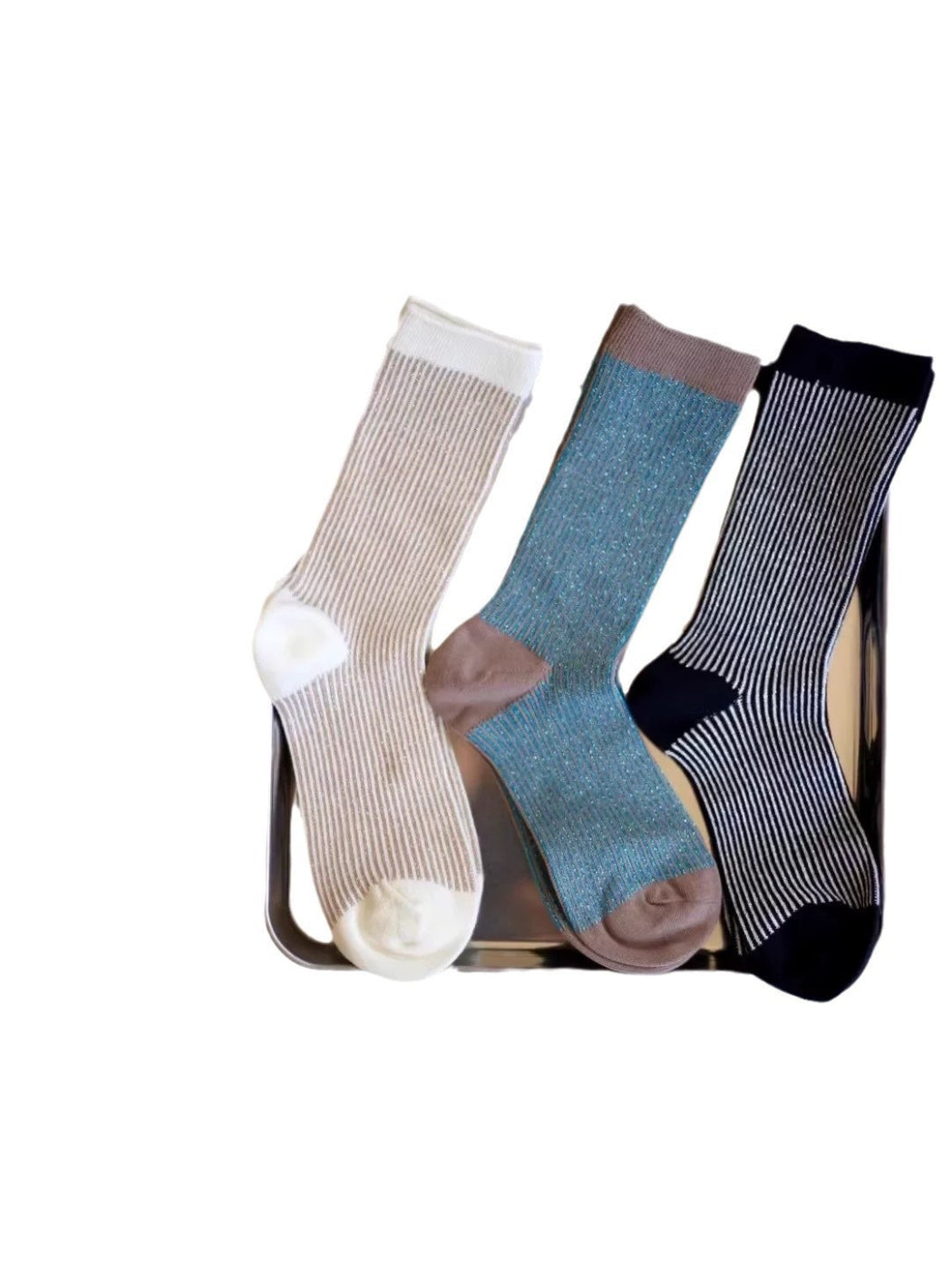 Rufia Classic Script Detail crew socks worn with casual shoes and jeans