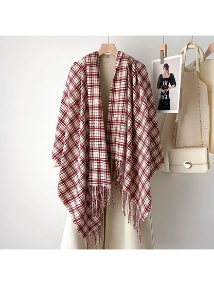 Scarvii - Cozy Plaid Fringe Warm Scarf