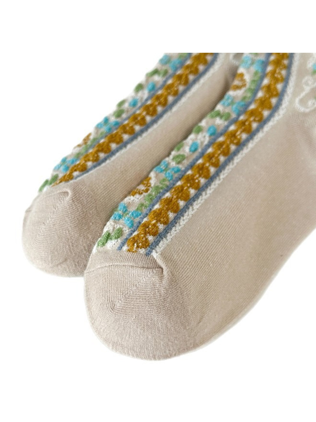 Rufia - Textured Floral Ribbon Socks