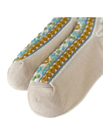 Rufia - Textured Floral Ribbon Socks