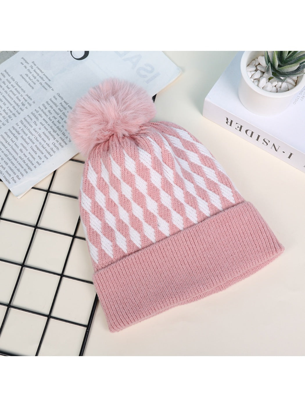 Haila - Women's Winter Plaid Beanie with Fleece Lined