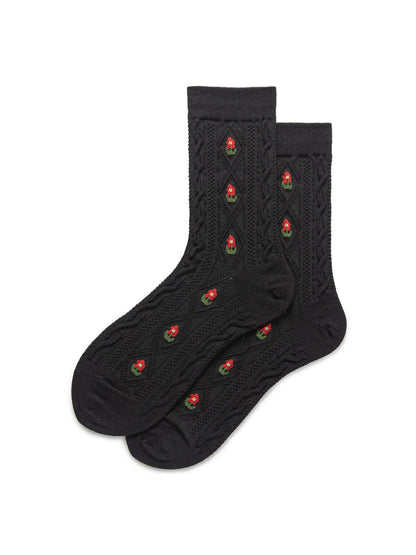 Rufia - Vintage Floral Cable Knit Crew Socks product image 4