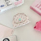 Close-up of dotted texture on pink Cosbai Soft Dot Button Coin Purse
