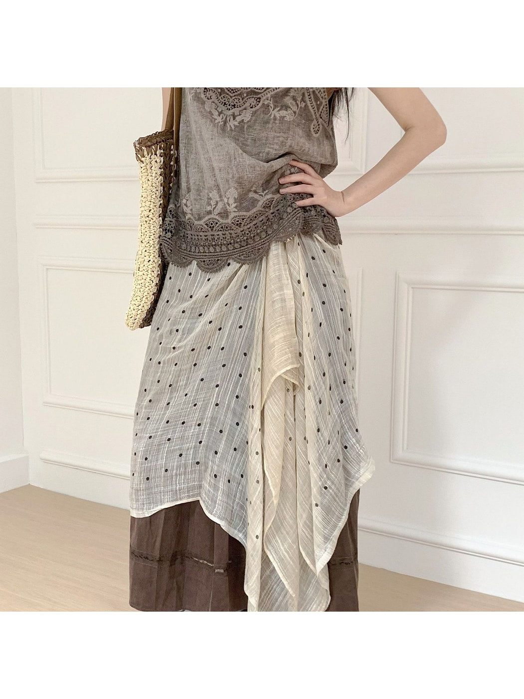 Scarvii - Vintage Polka Dot Long Rectangular Scarf