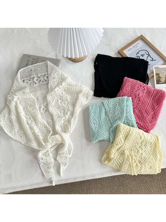 Scarvii - Casual Openwork Knit Triangle Bandana