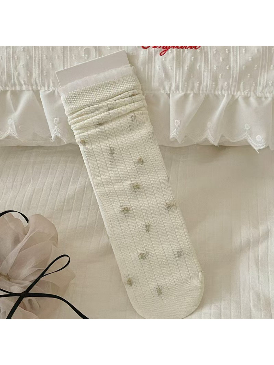 Rufia - Tiny Dot Rib Knit Crew Socks product image 4