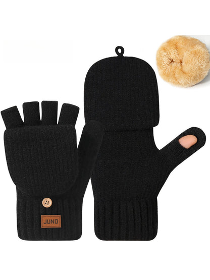 Gloving - Thickened Convertible Fingerless Gloves with Mitten Flaps