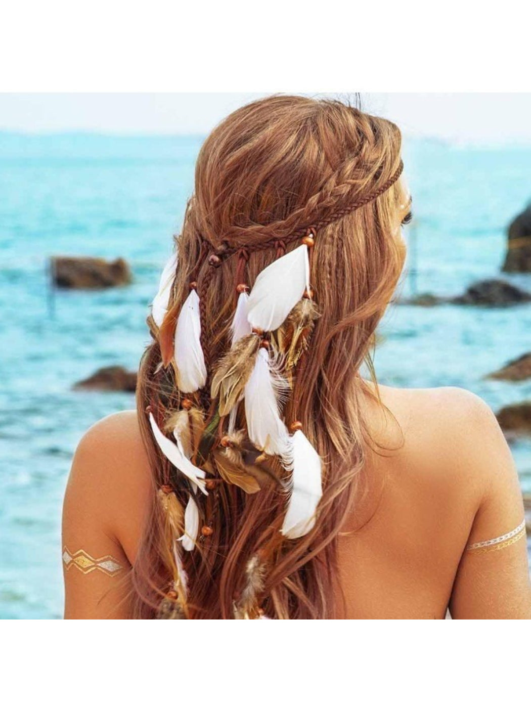 Hairish - Bohemian Feather Woven Hair Headpiece