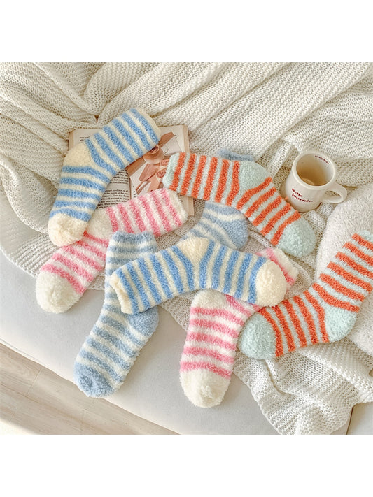 Rufia - Sweet Plush Striped Crew Socks