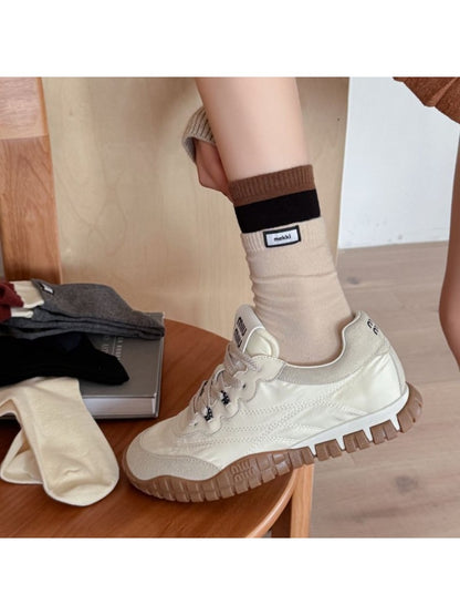 Rufia - Retro Color-Block Mid-Calf Socks