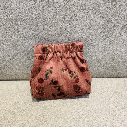 Cosbai - Vintage Corduroy Printed Portable Coin Purse