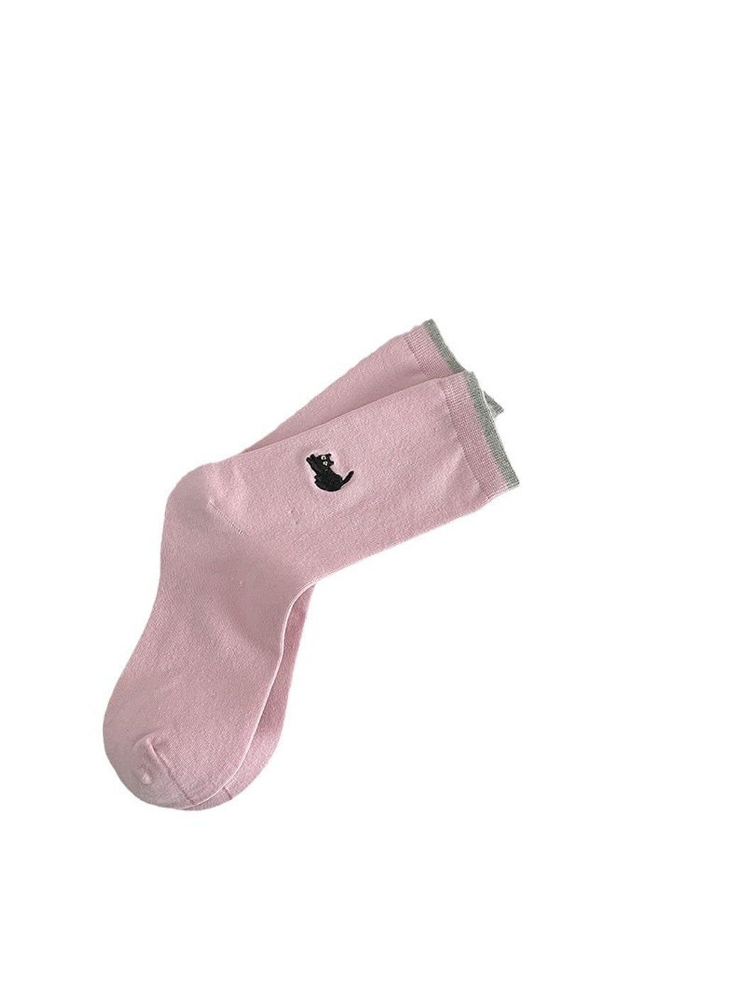Rufia - Cartoon Embroidered Colorblock Casual Crew Socks