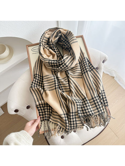 Scarvii - Long Plaid Draped Tassel Winter Scarf