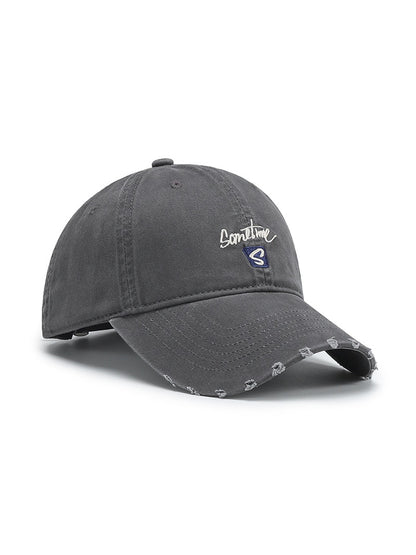 Haila - Round Crown Embroidered Detail Foldable Baseball
