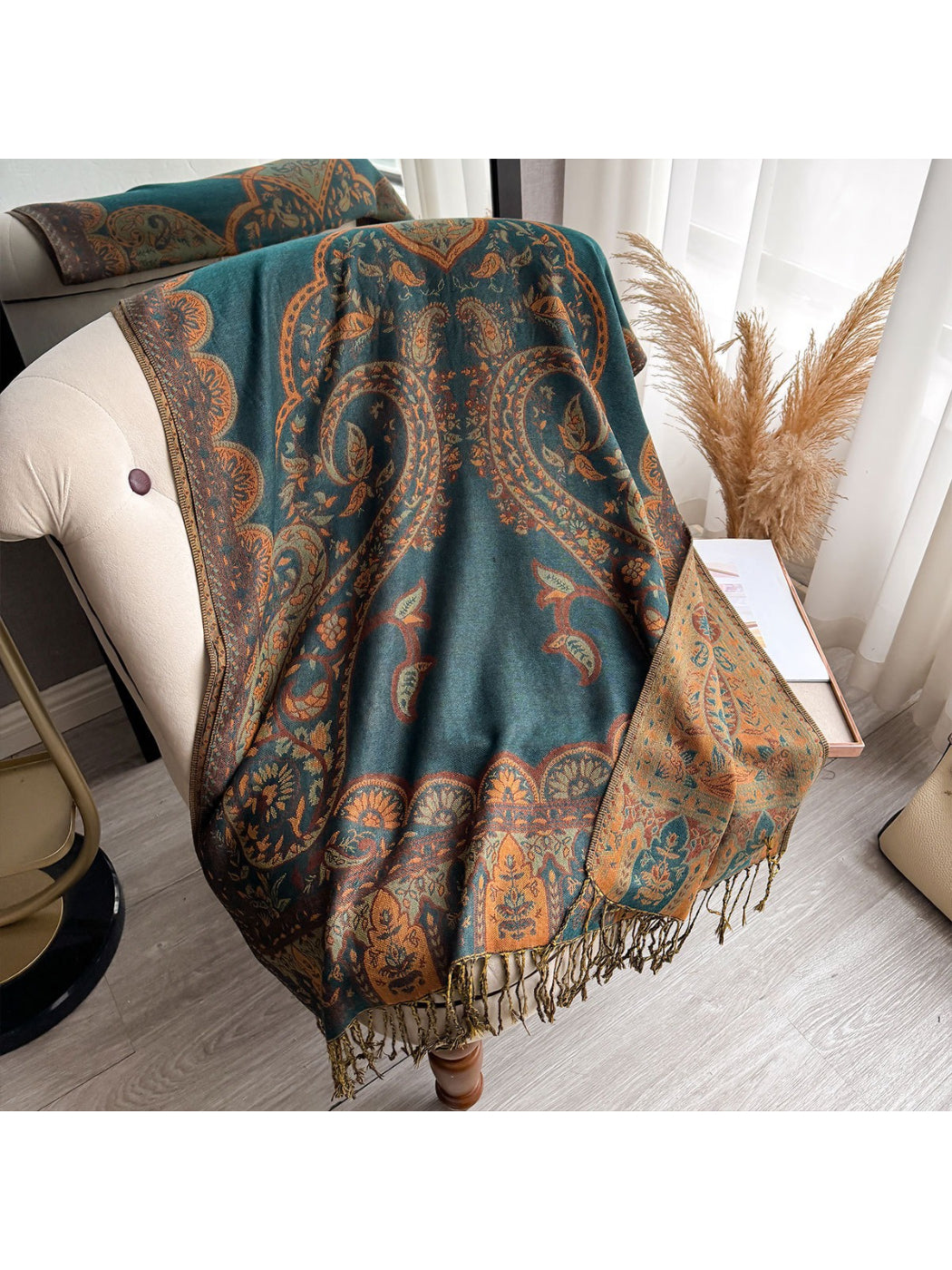 Scarvii - Burgundy Paisley Fringe Scarf Wrap