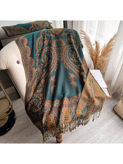 Scarvii - Burgundy Paisley Fringe Scarf Wrap