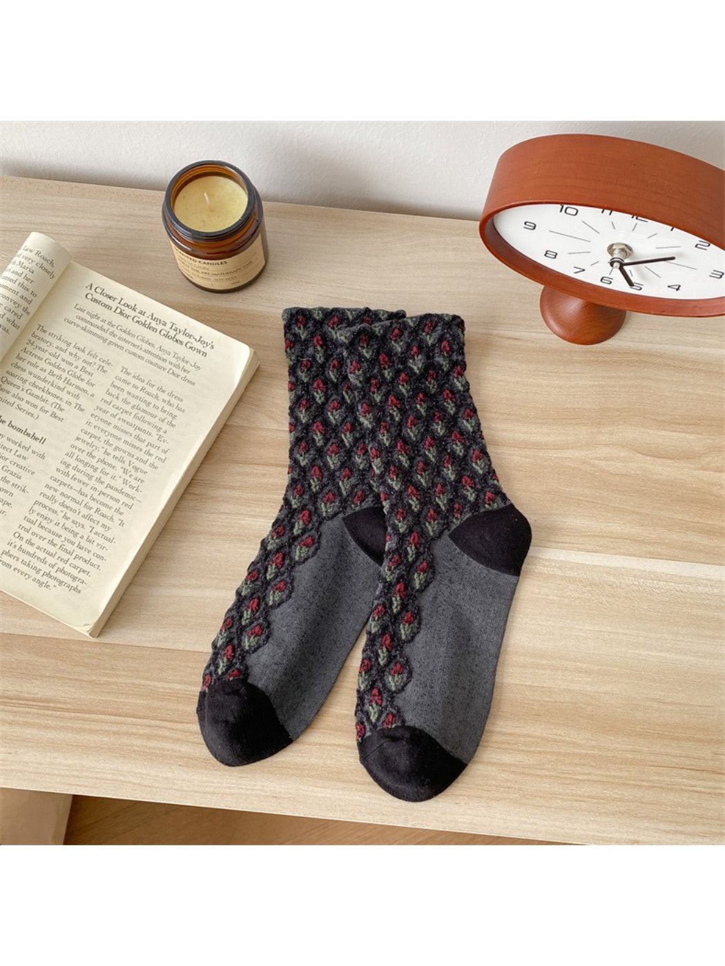 Rufia - Vintage Diamond Jacquard Crew Socks