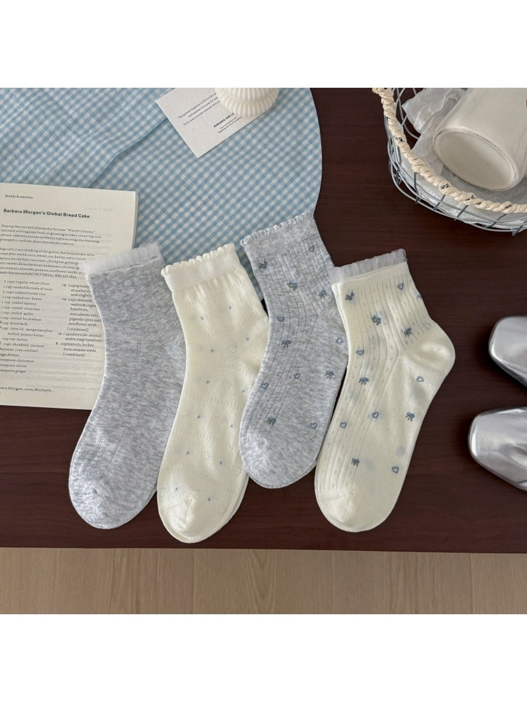 Rufia - Women's Heart Pattern Crew Socks