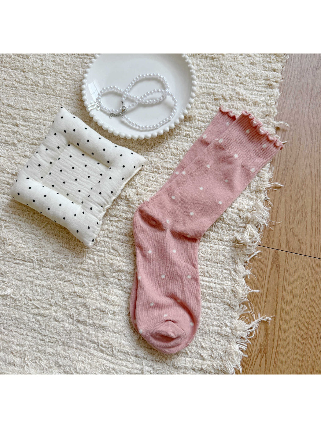 Rufia - Soft Polka Dot Ruffled Crew Socks product image 9